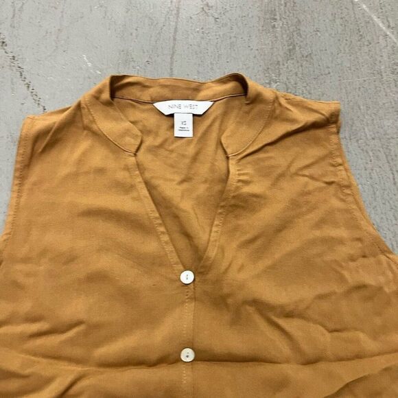 Nine West Size XS Rust Button-Front Tiered Drop Waist Dress - Picture 4 of 5